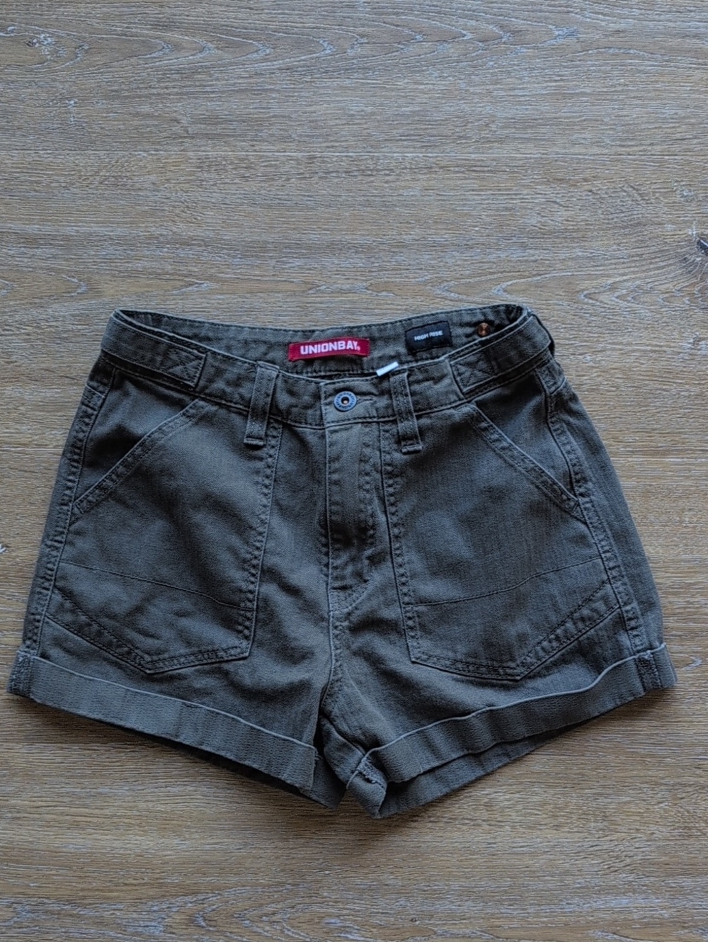 Unionbay High Rise Juniors Bridget Herringbone Utility Shorts, Size 3, 26w
